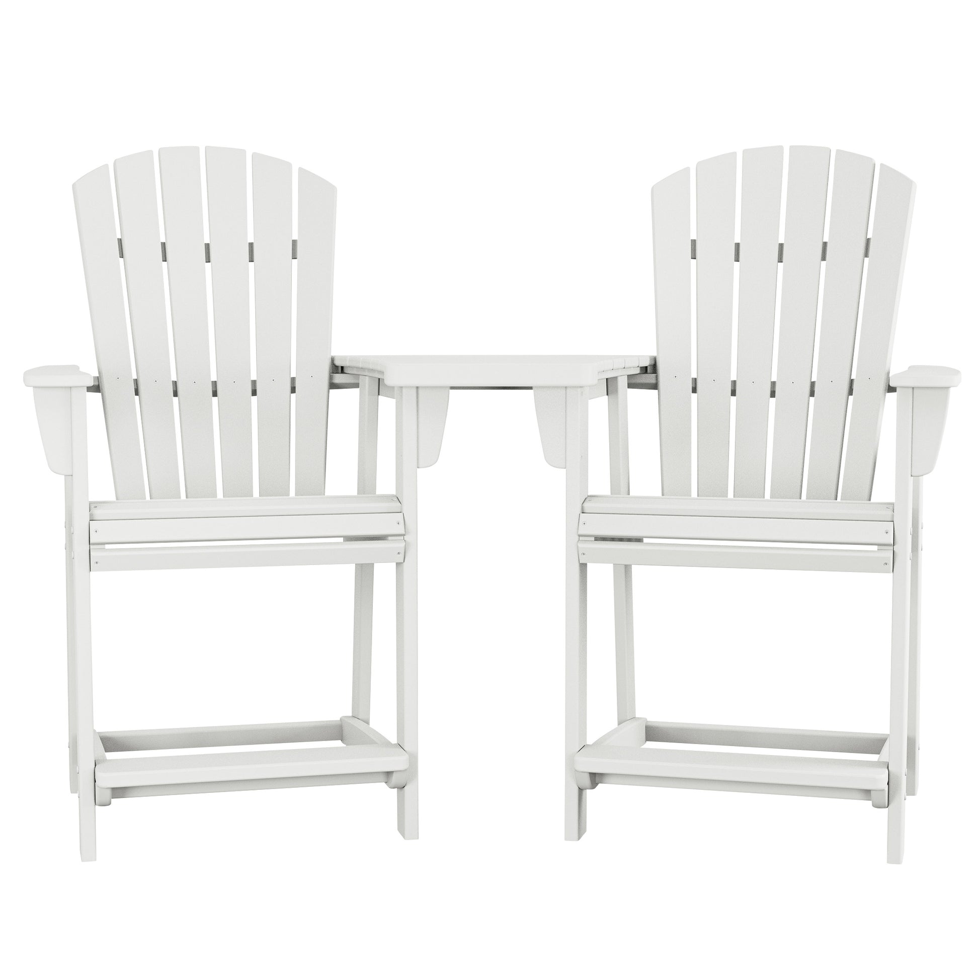 Polywood Portside 3-piece Outdoor Patio Shellback Counter Chair Set with Connecting Table