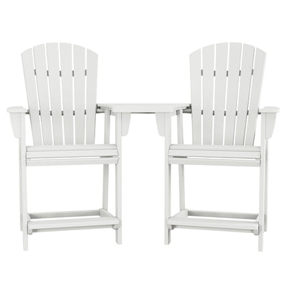 Polywood Portside 3-piece Outdoor Patio Shellback Counter Chair Set with Connecting Table