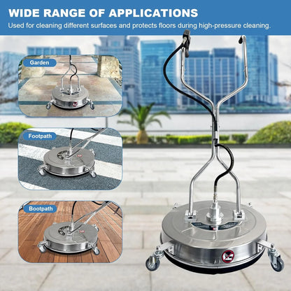 Garvee 24" Pressure Washer Surface Cleaner with Dual Handles - Stainless Steel, 4-Wheel Design for Driveways, Sidewalks, Curbs, Decks, & Patios - 4900 PSI, High-Efficiency Cleaning Accessory