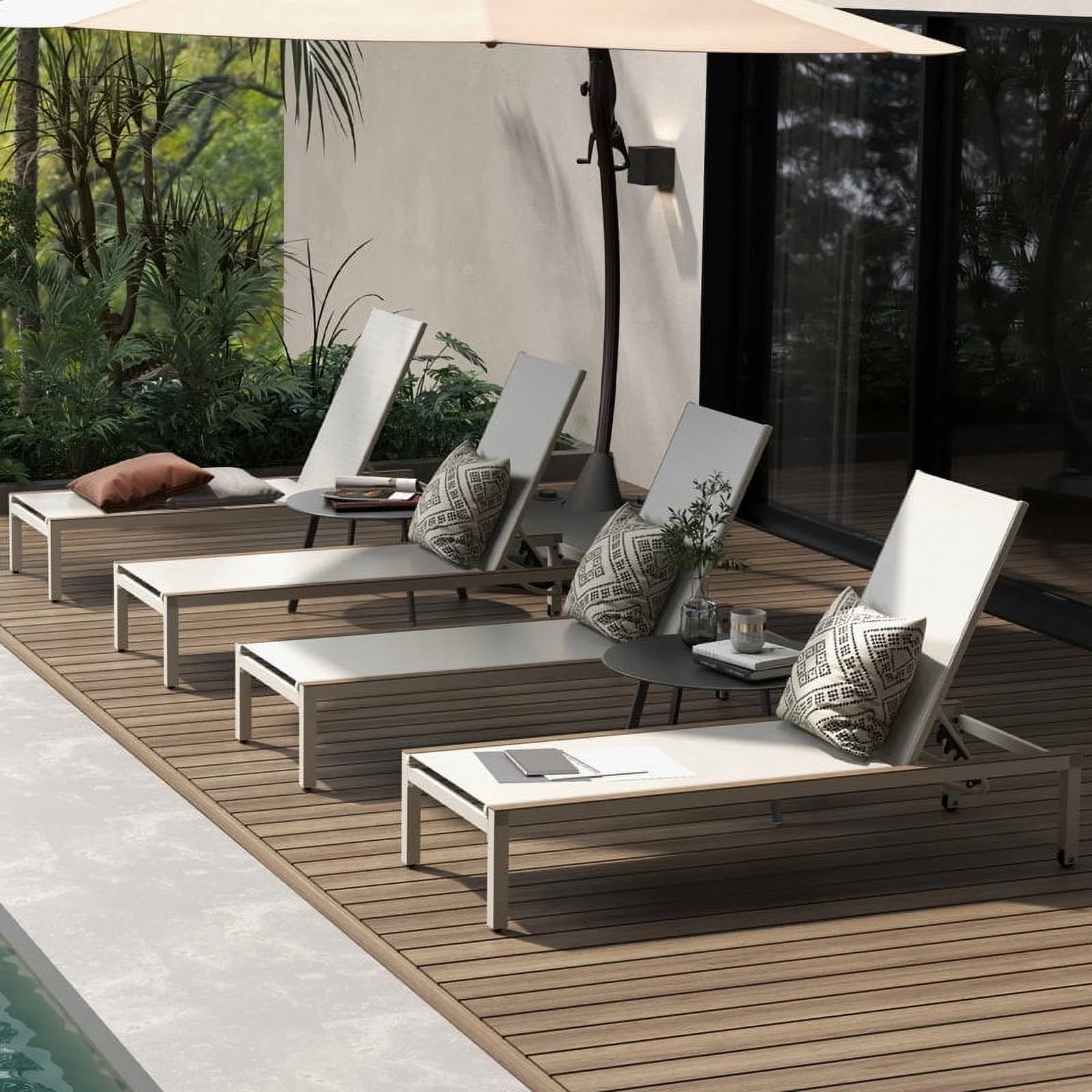 Grand Patio Steel 4 Adjustable Position and Portable Wheels Outdoor Chaise Lounge - Set of 2