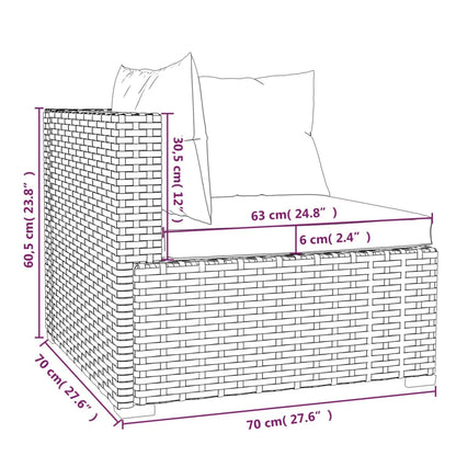 vidaXL Wicker Patio Furniture 3 Piece with Cushions Gray Poly Rattan