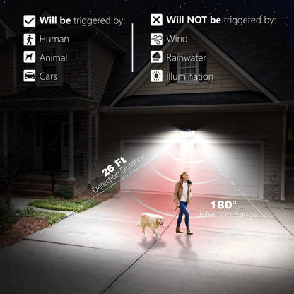 Solar Lights Outdoor AmeriTop 300 LED 7000K Motion Sensor Lights Cordless; 5 Adjustable Heads, 360° Wide Angle Illumination, IP65 Waterproof, Security LED Flood Light for Patio Yard Garden 2 Pack