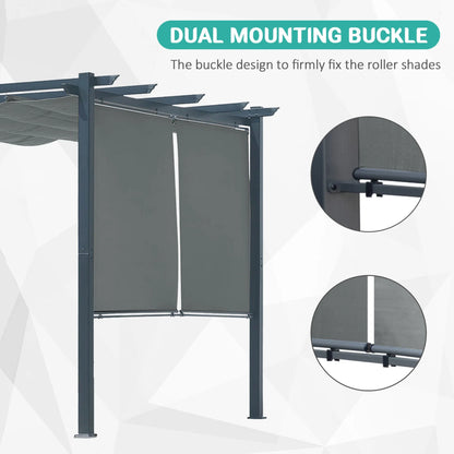 BPS 10'x10' Outdoor Retractable Pergola with Sun Shade Canopy & Curtains, Patio Aluminum Pergola Gazebos for Backyard Deck Garden, Dark Gray