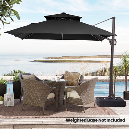 Pellebant 10 ft. x 10 ft. Square Double Top Patio Cantilever Umbrella, Navy Blue