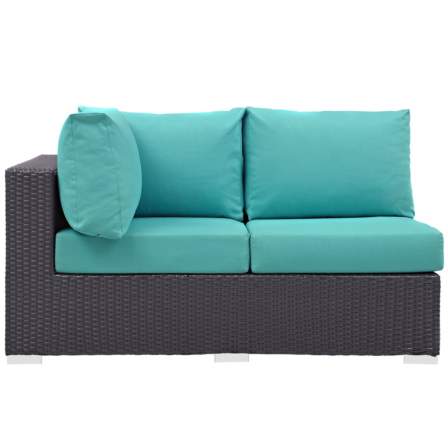 Modway Convene Outdoor Patio Left Arm Loveseat in Espresso Red