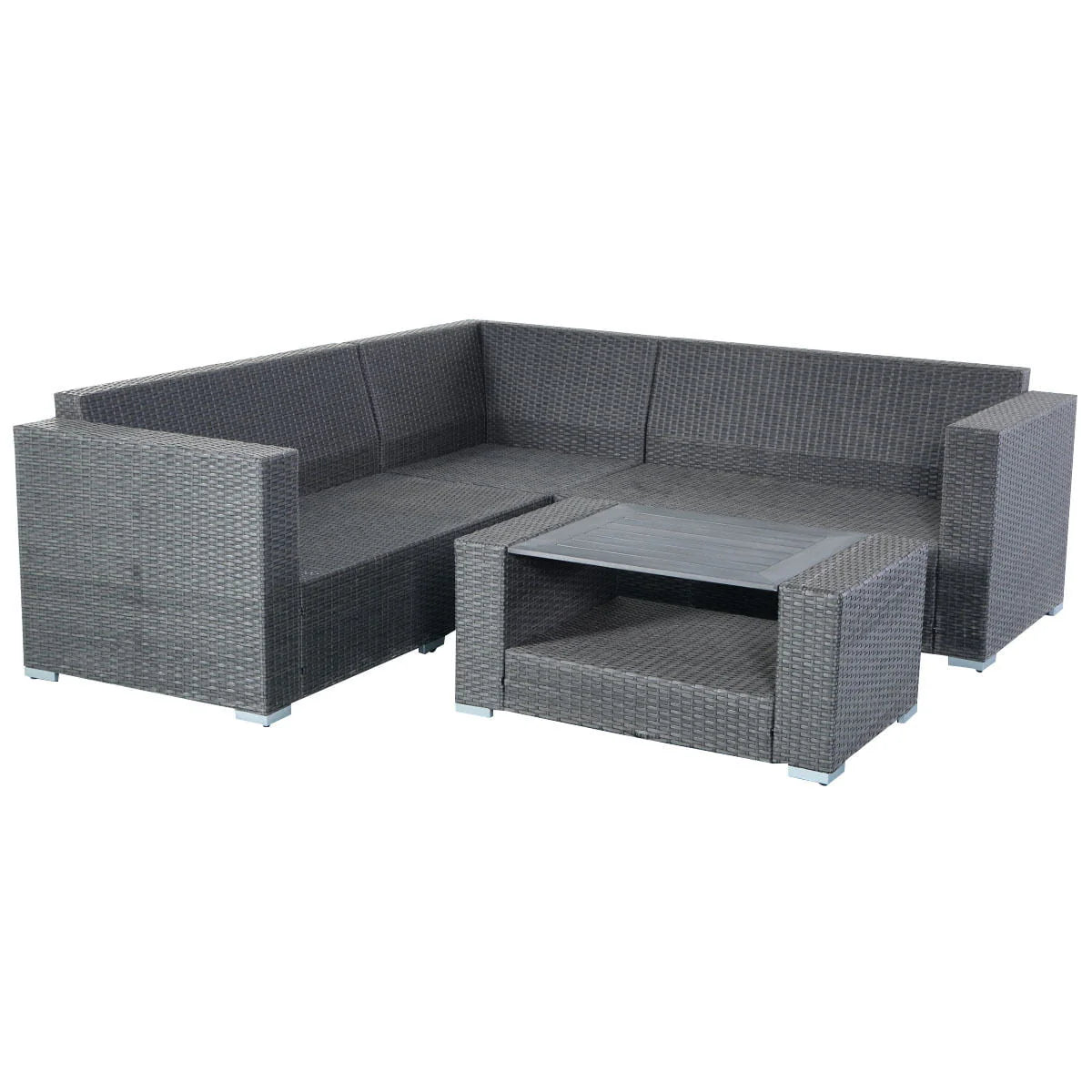 Costway 4 PCS 6 Seat Patio Garden Sofa Set Rattan Wicker Furniture Cushion