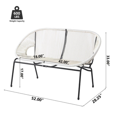 Aspen Modern Outdoor Patio Basket Loveseat, Hammock Weave Design, Metal Frame, Green