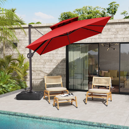 Pellebant 10 ft. x 10 ft. Square Double Top Patio Cantilever Umbrella, Navy Blue