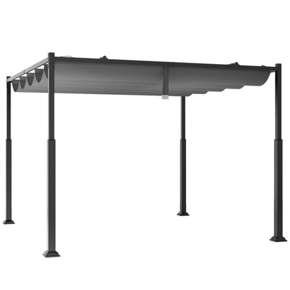 Spaco Outdoor Gazebo,Patios Gazebos,10 x 10 Feet Outdoor Pergola with Retractable Canopy and Metal Columns-Gray