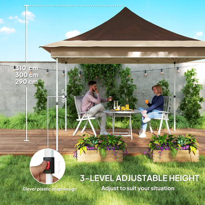 Homiyad 12' x 12' Canopy Tent with Mesh Netting, UPF50+ Pop Up Tent with Carry Bag for Garden, Patio, Brown