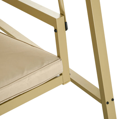 Outsunny 3-Seat Outdoor Porch Swing, Patio Swing Chair with Adjustable Canopy, Removable Cushions for Garden, Backyard, and Poolside, Beige