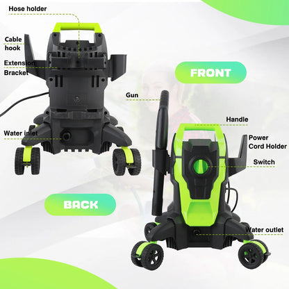 Electric Pressure Washer, 4000PSI Max. 2.8 GPM Power Washer w/32 ft Hose and 32 ft Power Cord, 4 Quick Connect Nozzles, 4 Wheels, Foam Cannon, Suitable For Clean Cars, Patios, Driveways