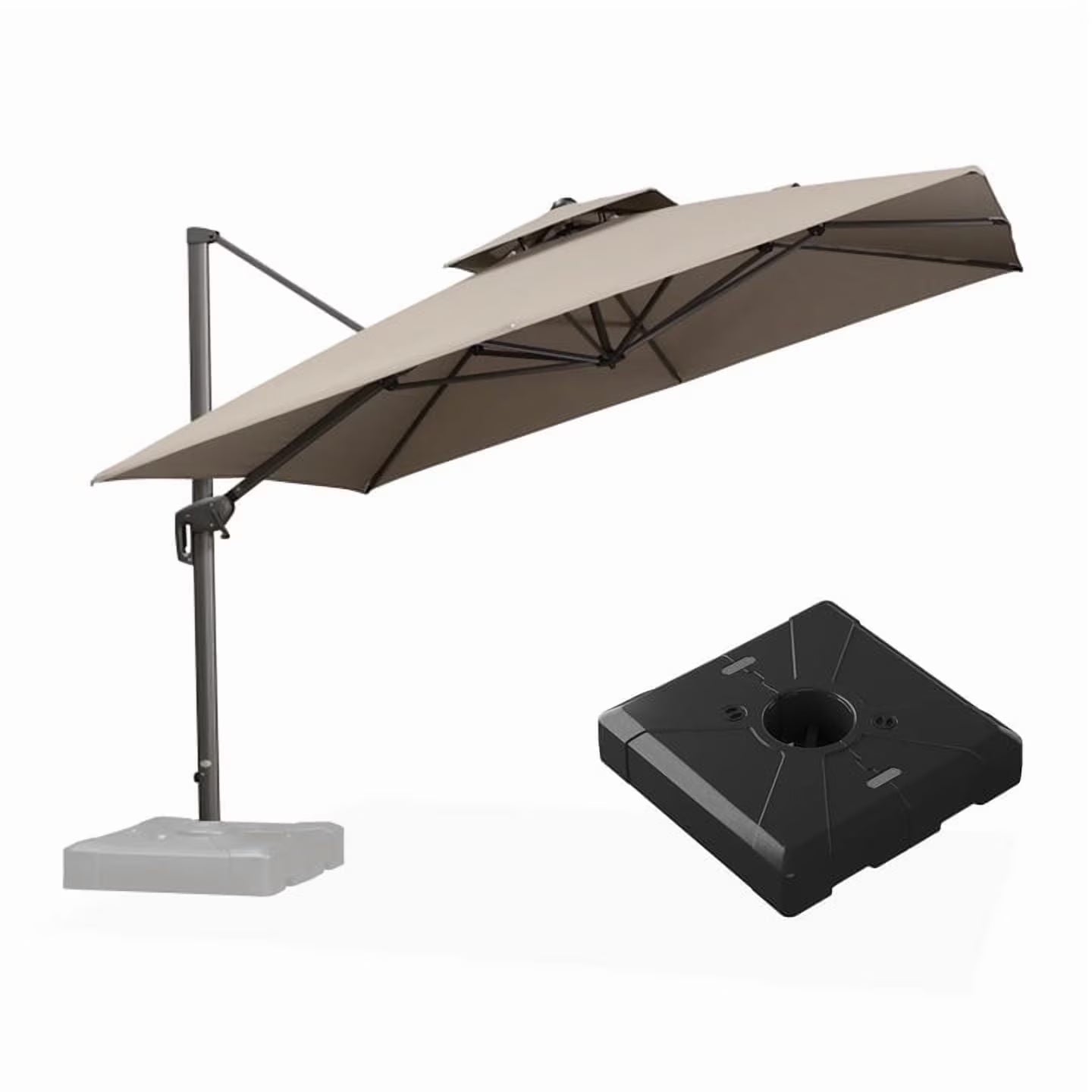 PURPLE LEAF Outdoor Cantilever Umbrella 10' X 13' Rectangle Umbrella Large Patio Umbrella Windproof Heavy Duty Hanging Offset Umbrella for Garden Outdoor Pool, Dark Grey