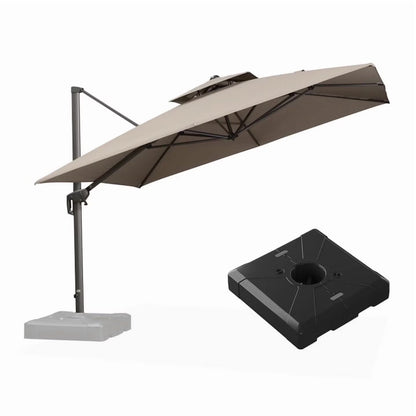 PURPLE LEAF Outdoor Cantilever Umbrella 10' X 13' Rectangle Umbrella Large Patio Umbrella Windproof Heavy Duty Hanging Offset Umbrella for Garden Outdoor Pool, Dark Grey