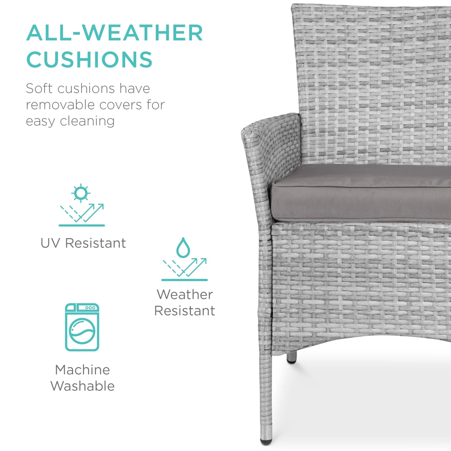 Best Choice Products 5-Piece Indoor Outdoor Wicker Patio Dining Table Furniture Set w/Umbrella Cutout, 4 Chairs - Gray