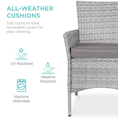 Best Choice Products 5-Piece Indoor Outdoor Wicker Patio Dining Table Furniture Set w/Umbrella Cutout, 4 Chairs - Gray