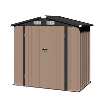 Clouddwell 6 ft. x 4 ft. Outdoor Storage Shed, Metal Garden Shed with Lockable Doors & Sloped Roof for Backyard, Patio, Poolside