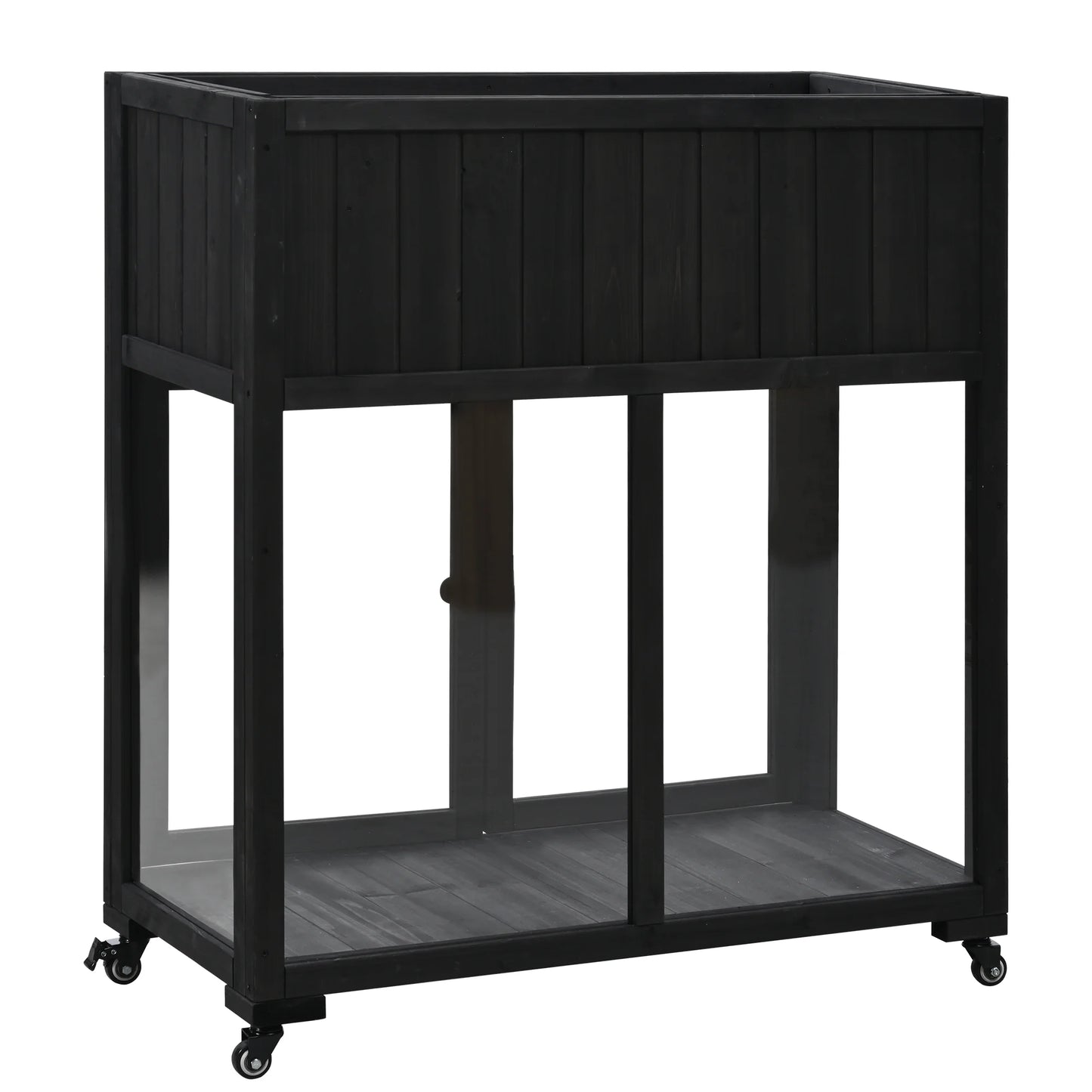 Segmart Raised Wood Greenhouse Outdoor/Indoor,Herb Garden Above Ground Cold Frame with Legs,Mini Garden Bed On Wheels Patio for Vegetable herb