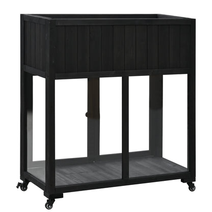 Segmart Raised Wood Greenhouse Outdoor/Indoor,Herb Garden Above Ground Cold Frame with Legs,Mini Garden Bed On Wheels Patio for Vegetable herb