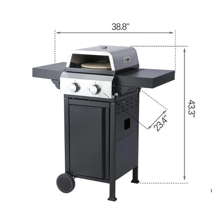 GVN Garden Grill, Patio Backyard Barbecue Grill,2-Burner Propane Gas BBQ Grill, Pizza Box, 24600BTU Output With Wire Enamel Cooking Grids