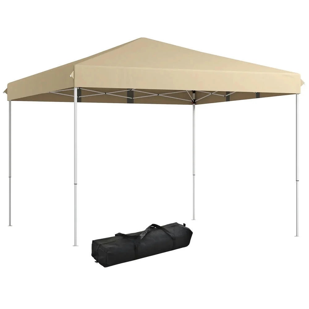 GVN Backyard Garden Canopy, Camping Canopy Screen Tent,13' x 13' Pop Up Canopy Tent with Height Adjustable, Carry Bag for Outdoor, Garden, Patio, Beige
