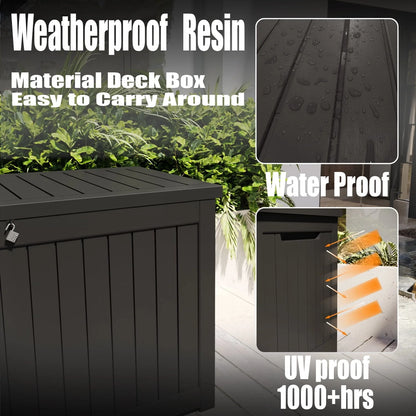 Vineego 230 Gallon Resin Deck Box Large Outdoor Storage for Patio Furniture, Garden Tools, Pool Supplies, Weatherproof and UV Resistant, Dark Black