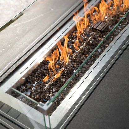 Elementi Plus Varna Propane Fire Pit for Outside Outdoor Fire Pit Table Smokeless Firepit Marble Porcelain Rectangular Fire Table Patio Heater Fireplace 60000 BTUs - Bulgaria Black, 59.8 x 28 Inches