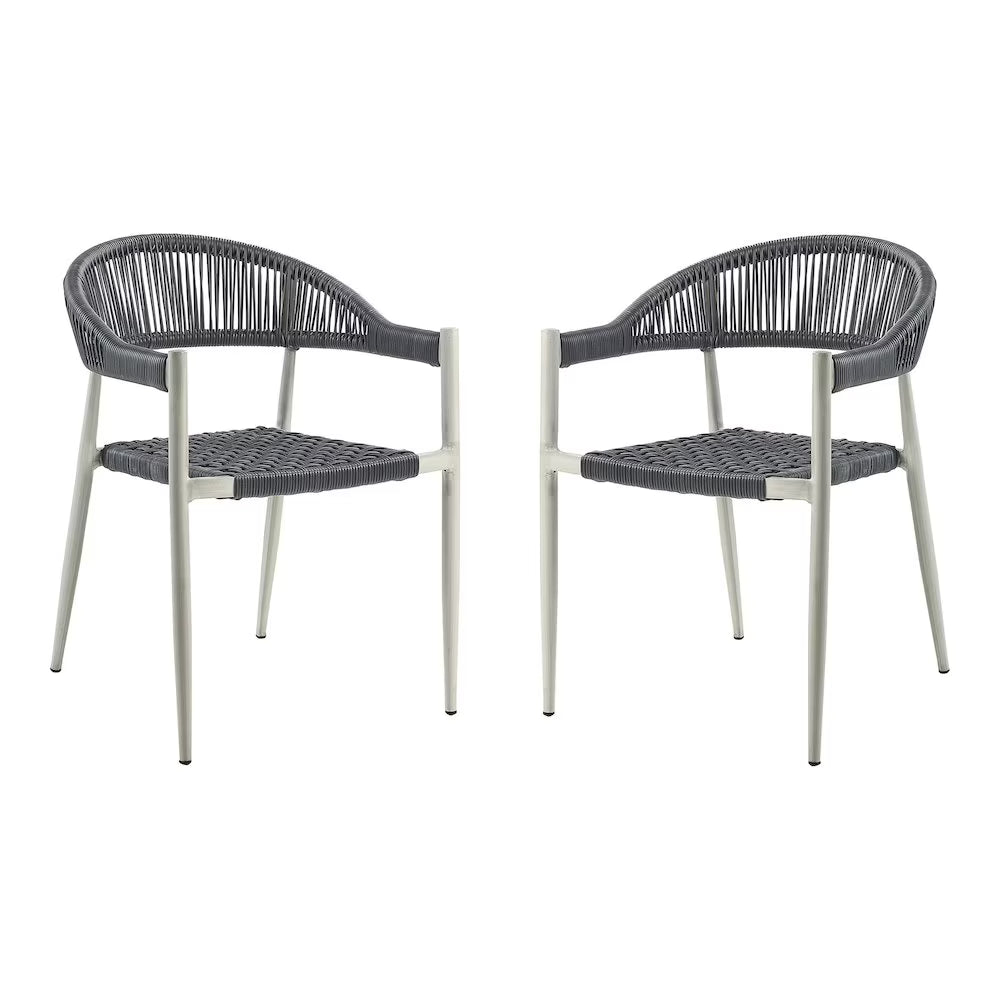 Furniture of America Clark Aluminum Patio Dining Chair in Natural (Set of 2)