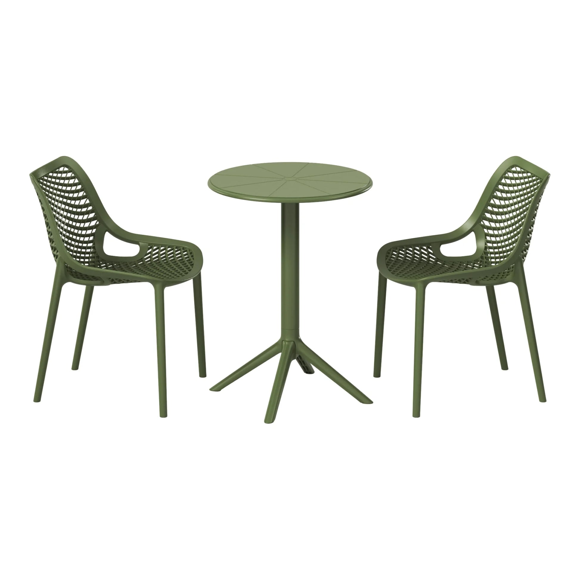 WestinTrends Playa 3-Piece Outdoor Resin Patio Bistro Set with Stackable Patio Dining Side Chairs, Olive Green