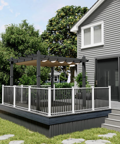Huisuilinss Retractable Pergola,Aluminum Pergola,Outdoor Pergola,Metal Patio Pergola With Adjustable Canopy,Reinforced Frame Sun Shade Shelter For Backyard Porch Lawn Deck Garden