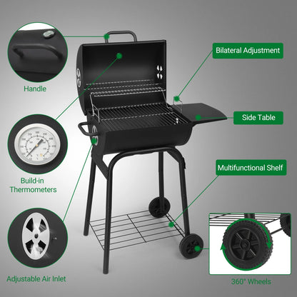 Zimtown BBQ Charcoal Grill Outdoor Barbecue Pit Smoker Grill Patio Backyard,Iron,Black