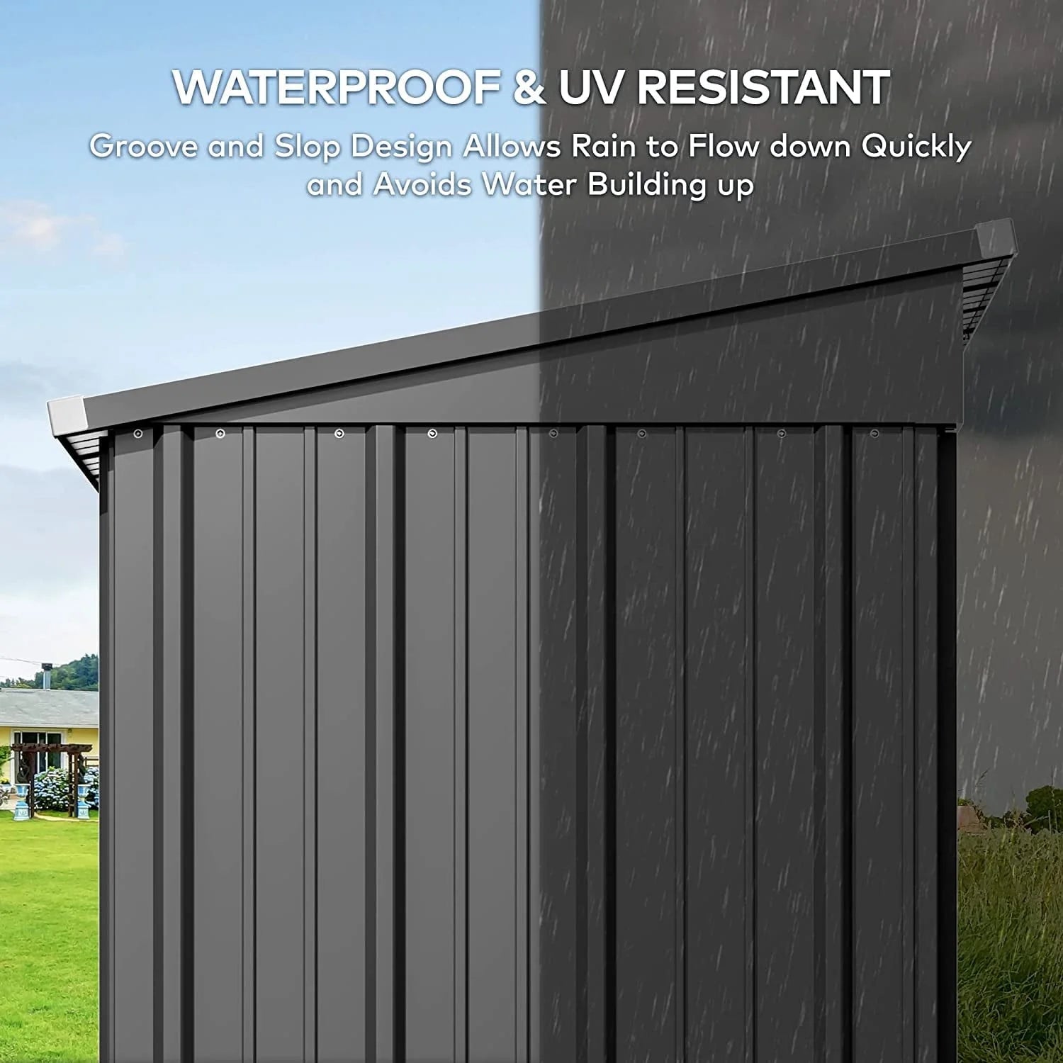 Aiho 5'x 3' Metal Outdoor Storage Shed with Lockable Door for Garden Backyard Patio - Gray