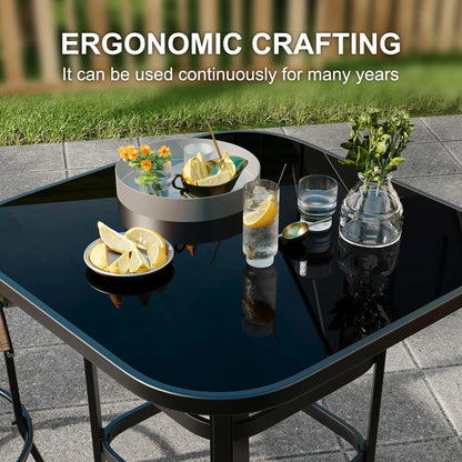 Riedhoff 3-Piece Patio Bar Set with 2 Swivel Chairs & Glass Table,All-Weather,Textile Fabric,Gold