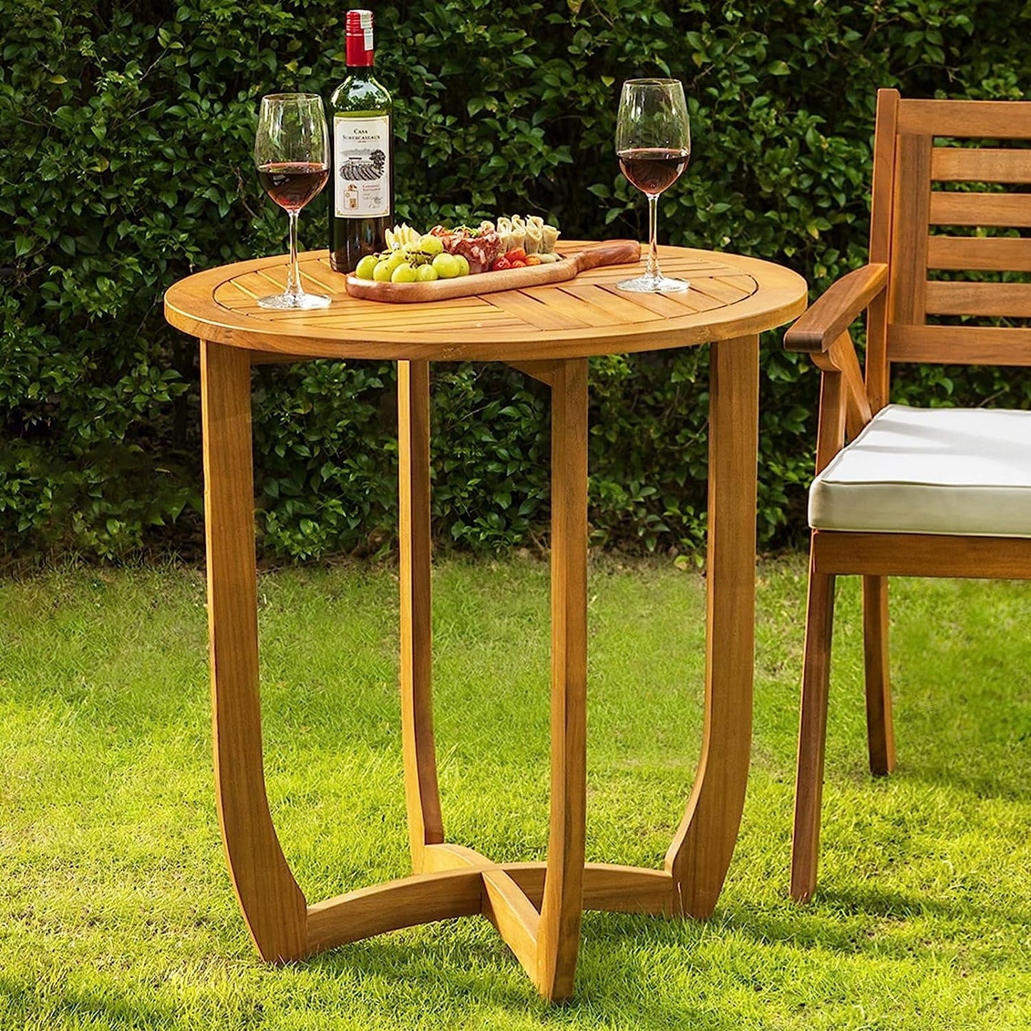 AILE Acacia Wood Bistro Patio Dining Table - Modern Design, 270lbs Heavy Duty