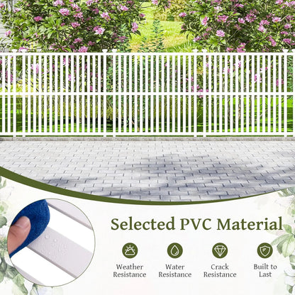 SAZYY 2 Panels Air Conditioner Fence, 45 in. W x 45 in. H Garden Fence, Vinyl Trash Can Pool Equipment Enclosure w/Metal Ground Stakes, Outdoor Privacy Fence Screen for Garden Patio Lawn AC Unit, White