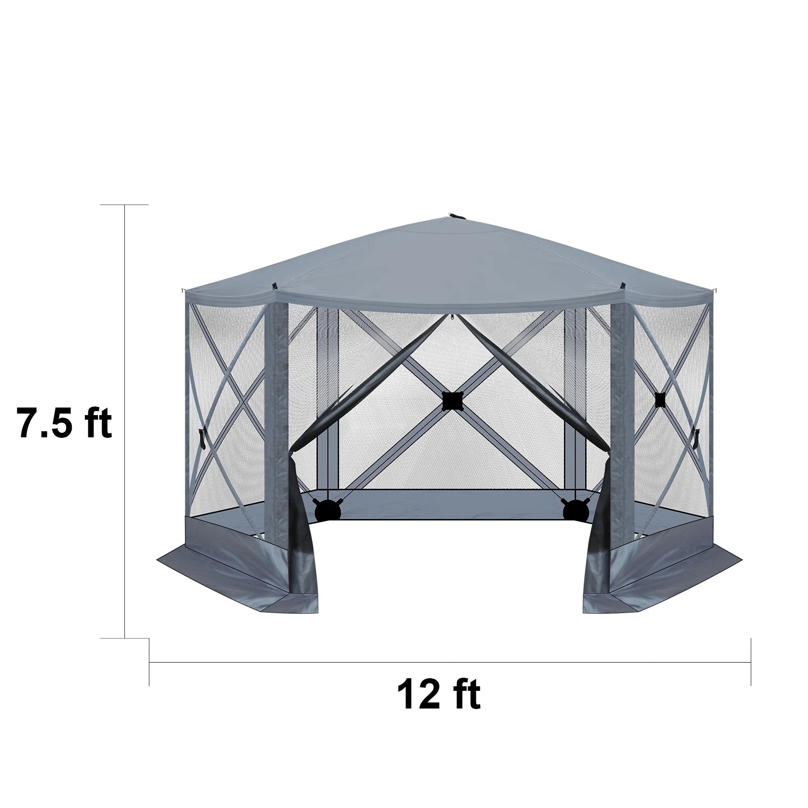 12' x 12' Outdoor Pop Up Canopy Tent w/Mosquito Netting, Instant Sun Shelter Tents with Carry Bag for Parties, Garden, Patio, Gray
