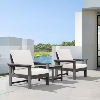 JUSTLET HDPE Patio Sofa Set, All Weather Outdoor Patio Furniture Set, 3-Seater Couch,2 Armchair,1 Side Table,1 Coffee Table, Navy Frame with Khaki Cushion