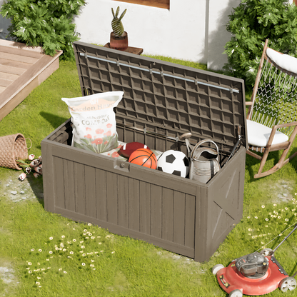 Homall 120 Gallon Outdoor Patio Box Deck Plastic Resin Storage Box Backyard, Black