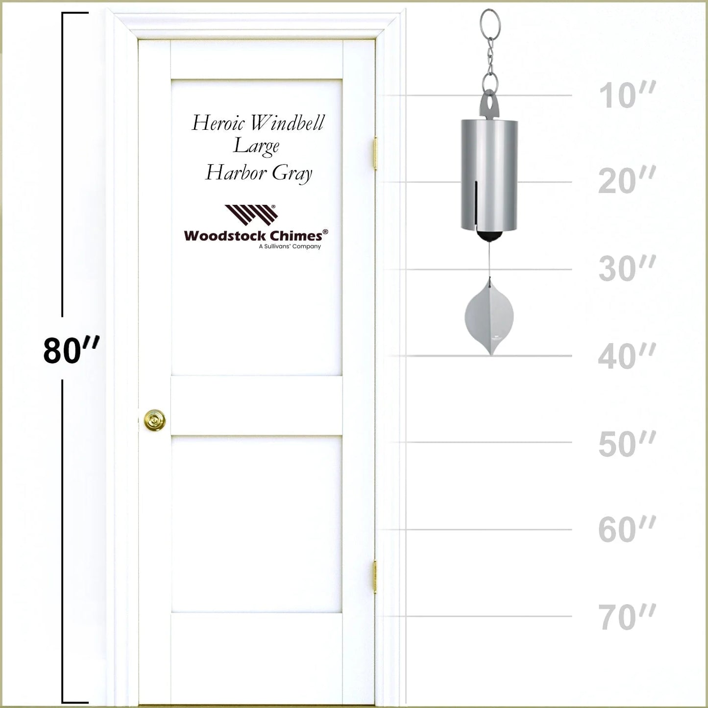 Woodstock Windchimes Heroic Windbell Harbor Gray, Wind Chimes For Outside, Wind Chimes For Garden, Patio, and Outdoor Dcor, 40"L
