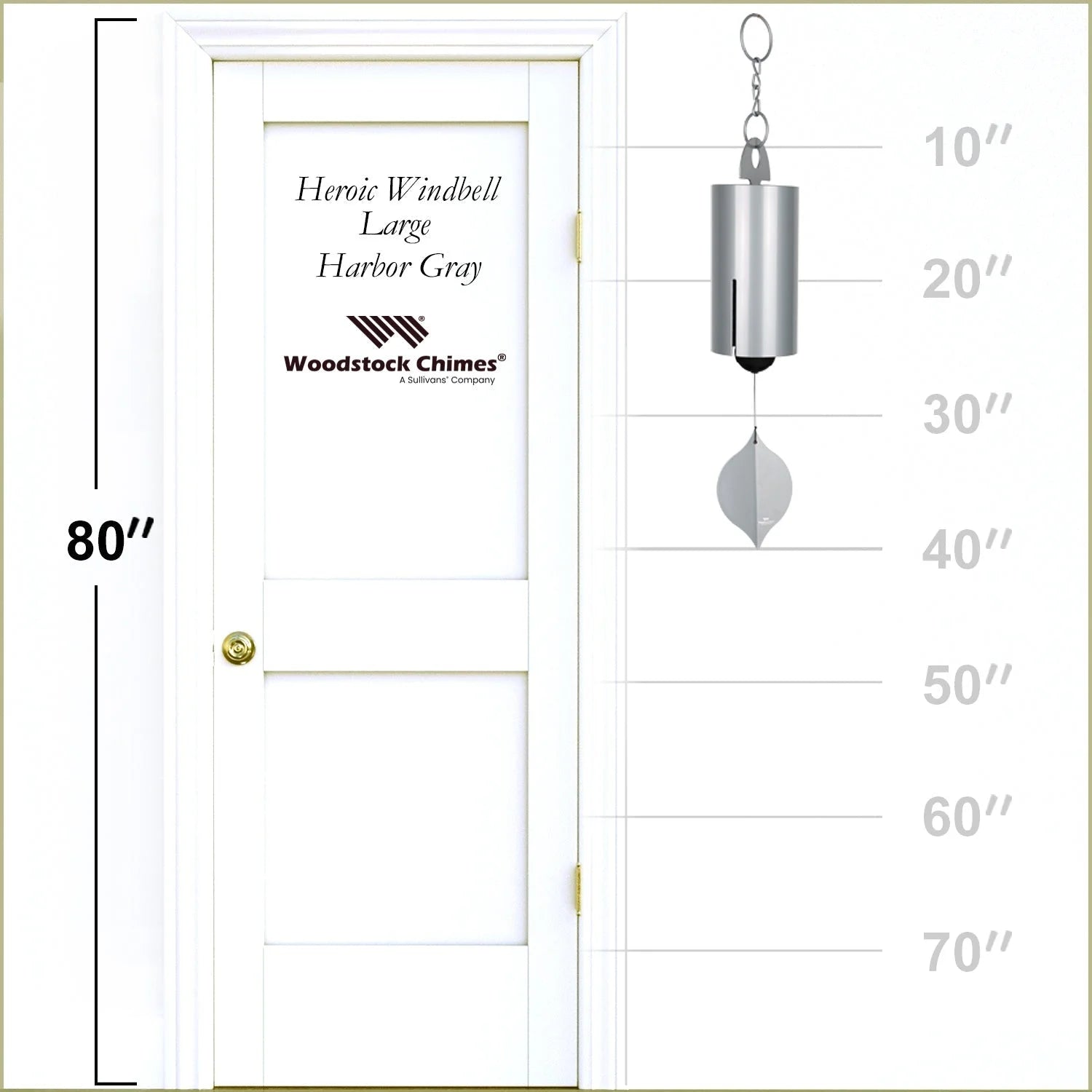 Woodstock Windchimes Heroic Windbell Harbor Gray, Wind Chimes For Outside, Wind Chimes For Garden, Patio, and Outdoor Dcor, 40"L