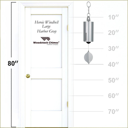 Woodstock Windchimes Heroic Windbell Harbor Gray, Wind Chimes For Outside, Wind Chimes For Garden, Patio, and Outdoor Dcor, 40"L