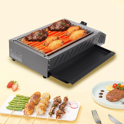 Portable BBQ Grill, Electric Tabletop Grill with Temperature Control for Outdoor Picnic, Garden, Patio, Camping, Travel, RV