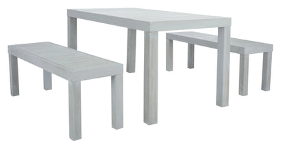 SAFAVIEH Dario Transitional Outdoor Patio 3 Piece Dining Set, Grey