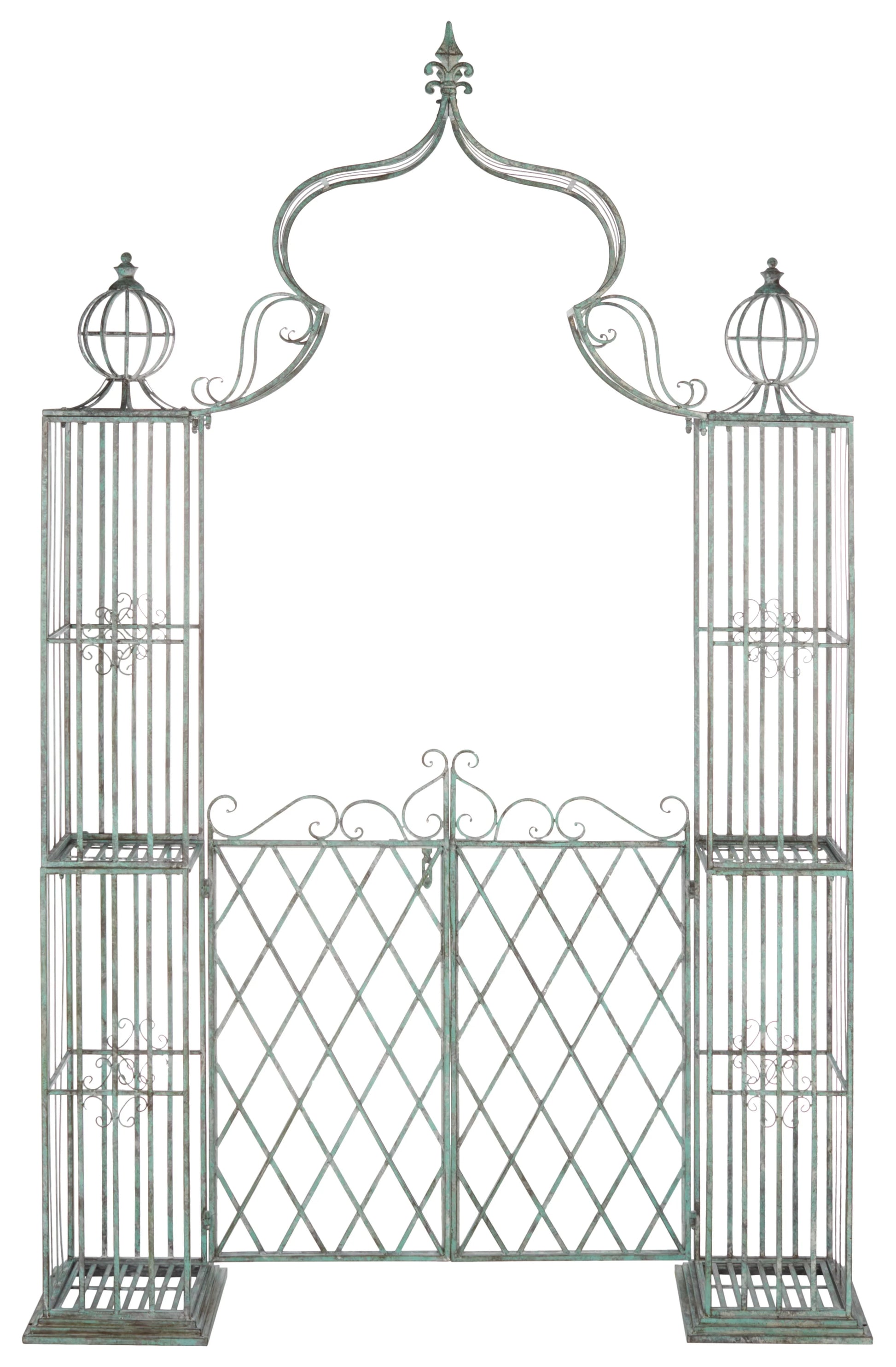 SAFAVIEH Beatrix Outdoor Patio Arbor with Door, Antique Green
