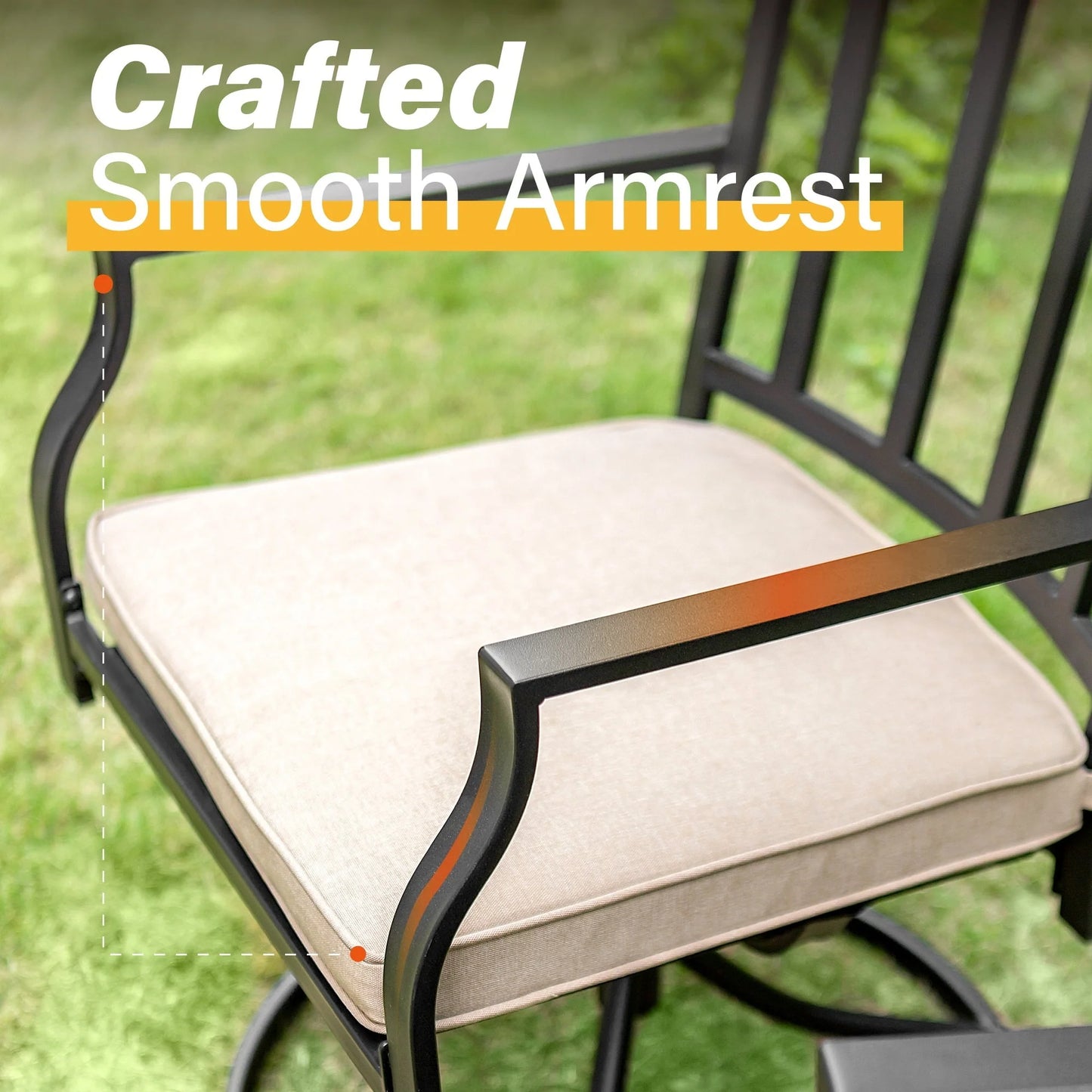 Sophia & William Set of 2 Outdoor Patio Dining Chairs Metal Swivel Chairs with Beige Cushions