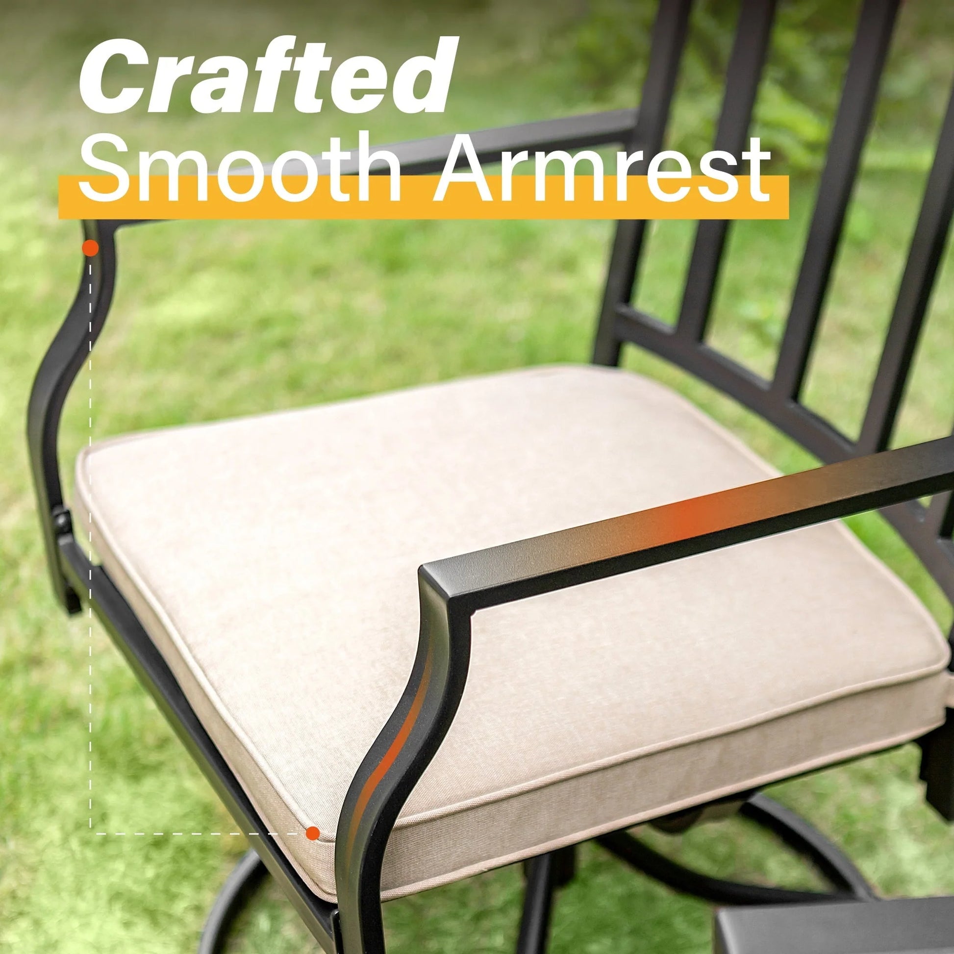 Sophia & William Set of 2 Outdoor Patio Dining Chairs Metal Swivel Chairs with Beige Cushions