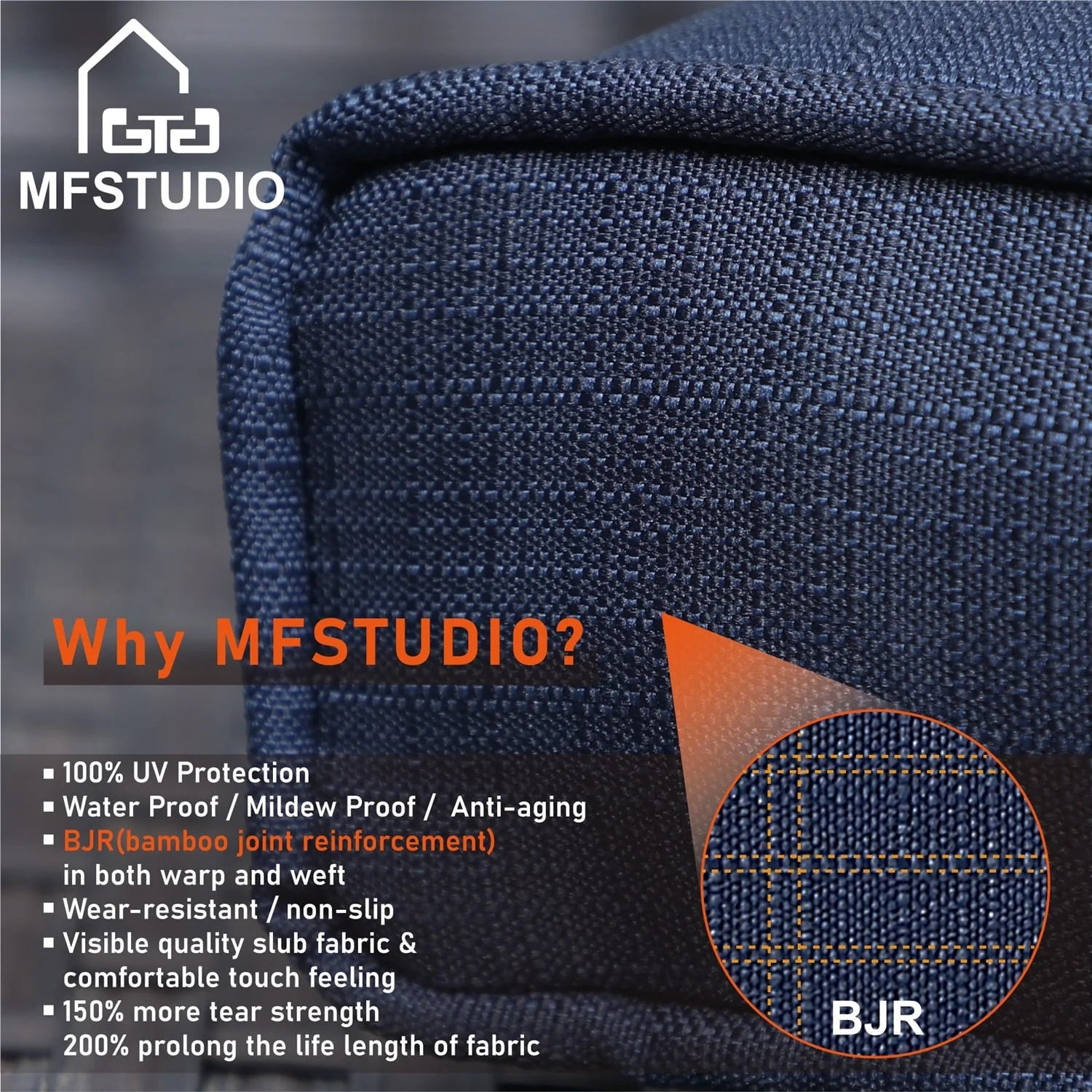 MF Studio 13 Pieces Outdoor Patio Furniture Set with 56-Inch Fire Pit Table Wicker Patio Conversation Set, Navy Blue