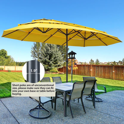Ainfox 15ft Large Patio Umbrella, 3-Tiers Outdoor Double-Sided Rectangle Market Heavy Duty Umbrellas, Grass Green