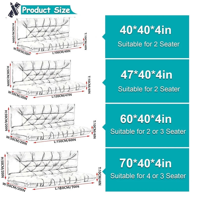 Replacement Cushions for Swing, Waterproof Porch Swing Cushion, 2-3 Seat Outdoor Bench Cushion with Backrest for Patio Furniture Garden Porch Loveseat Glider Pad (Sky Blue 70*40in)