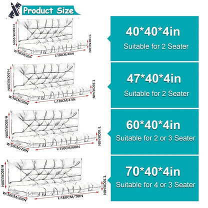 Replacement Cushions for Swing, Waterproof Porch Swing Cushion, 2-3 Seat Outdoor Bench Cushion with Backrest for Patio Furniture Garden Porch Loveseat Glider Pad (Sky Blue 70*40in)